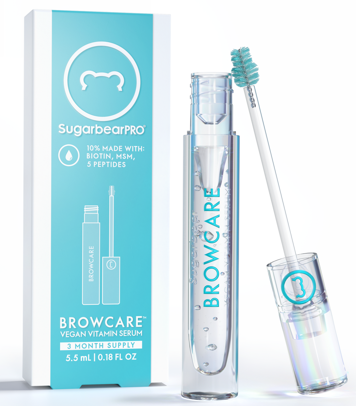 SugarbearPRO® BrowCare™ Vitamin Serum with Peptides, MSM and Biotin - 3 Month Supply