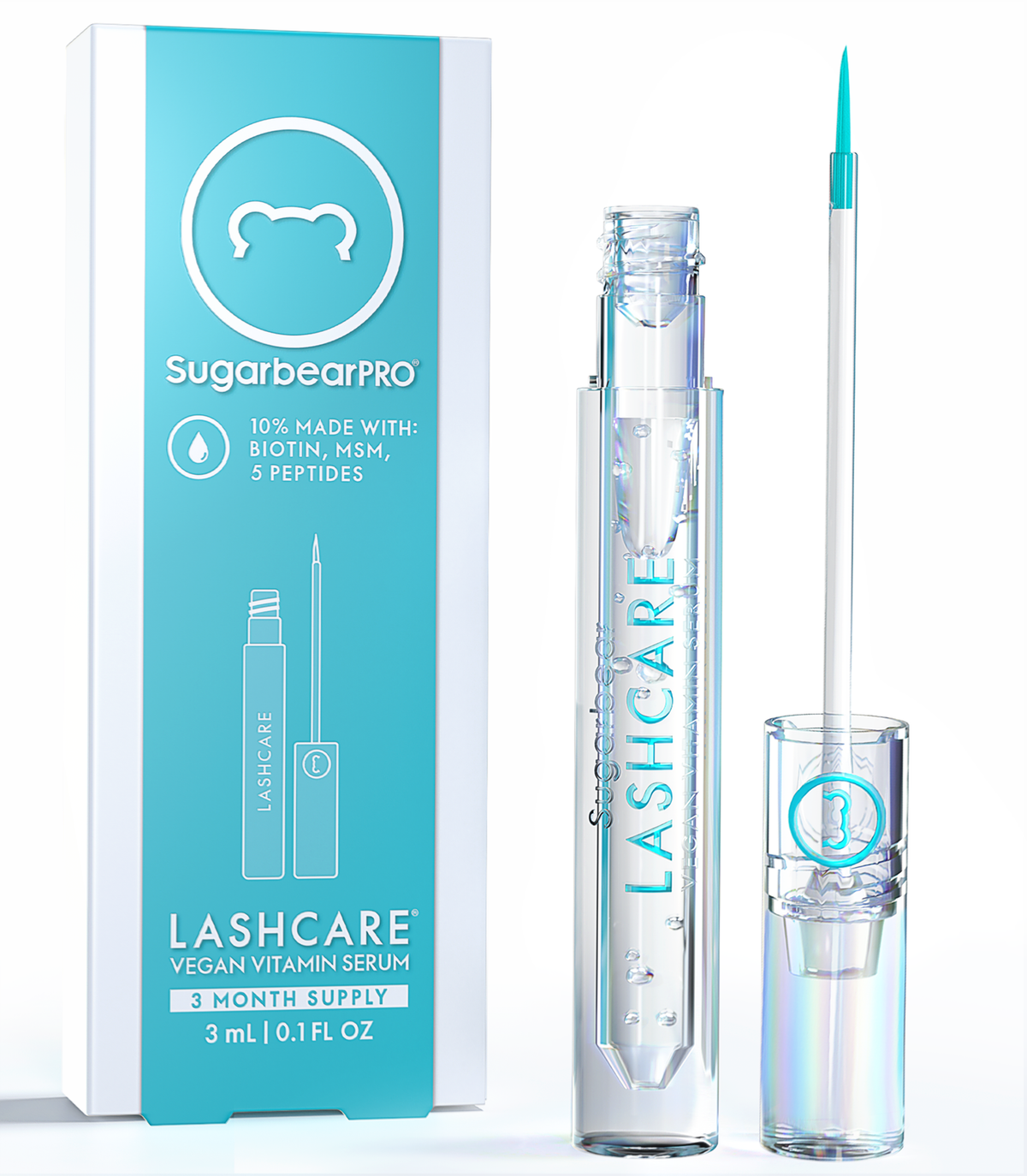 SugarbearPRO® LashCare® Vitamin Serum with Peptides, MSM and Biotin - 3 Month Supply