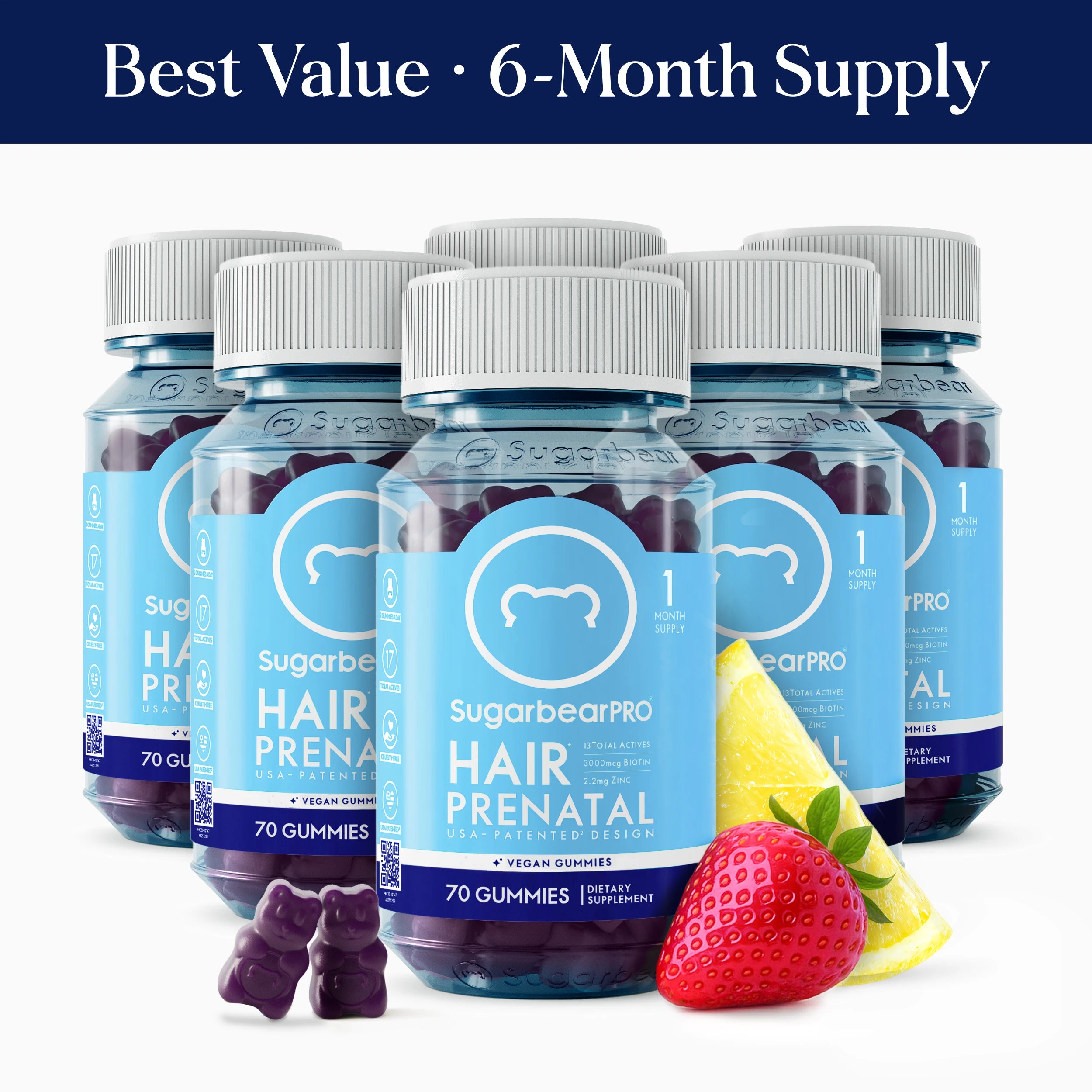 SugarbearPRO® Hair Prenatal Vegan Vitamin Gummies - 6 Month Supply + Free Gift