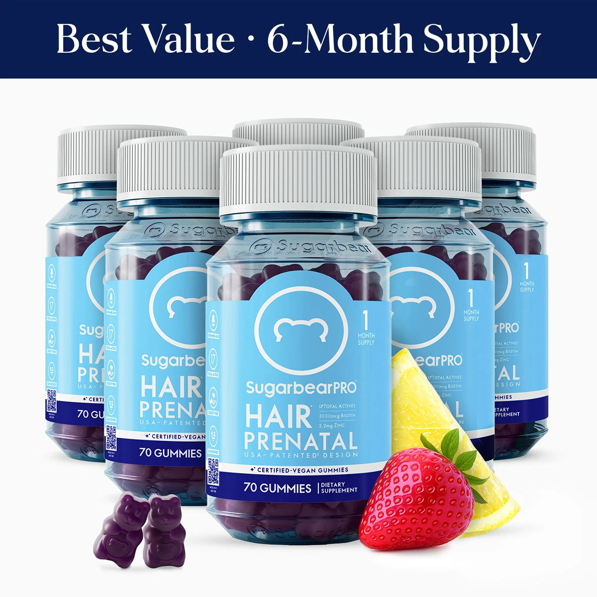 SugarbearPRO® Hair Prenatal Vegan Vitamin Gummies - 6 Month Supply + Free Gift