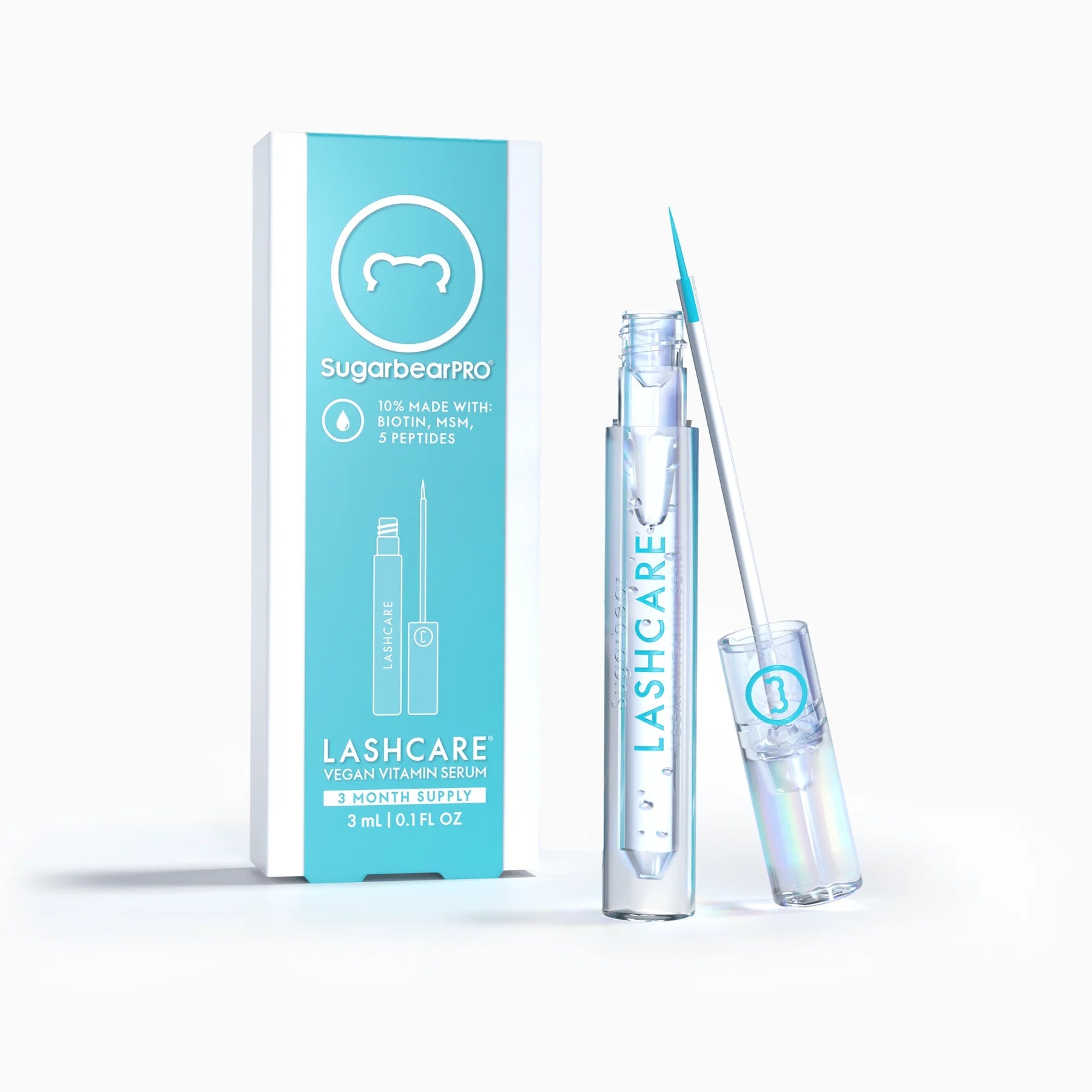 SugarbearPRO® LashCare® Vitamin Serum with Peptides, MSM and Biotin - 3 Month Supply - SugarbearPRO®