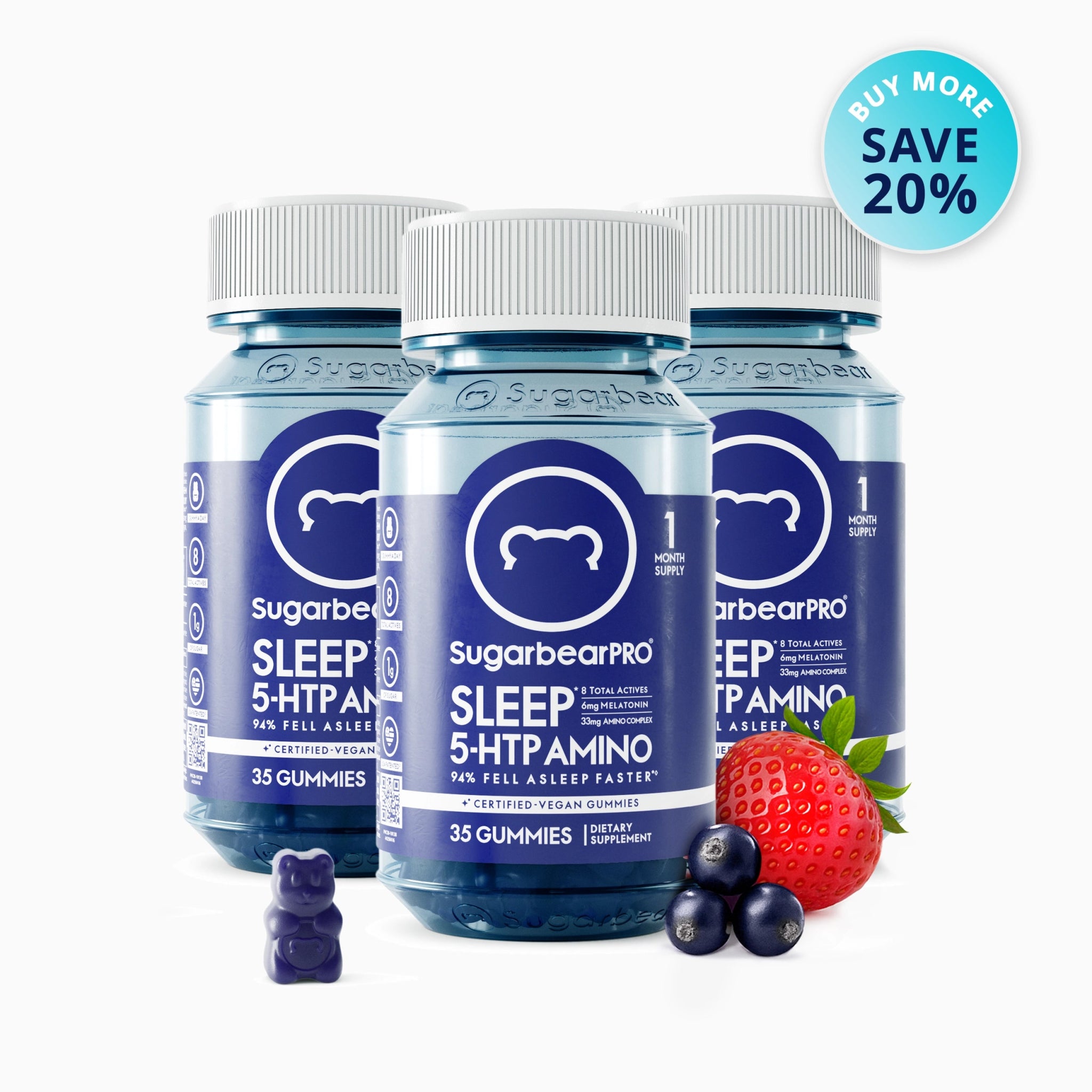 SugarbearPRO® Sleep 5 - HTP Amino Vegan Vitamin Gummies - 3 Month Supply + Free Gift - SugarbearPRO®