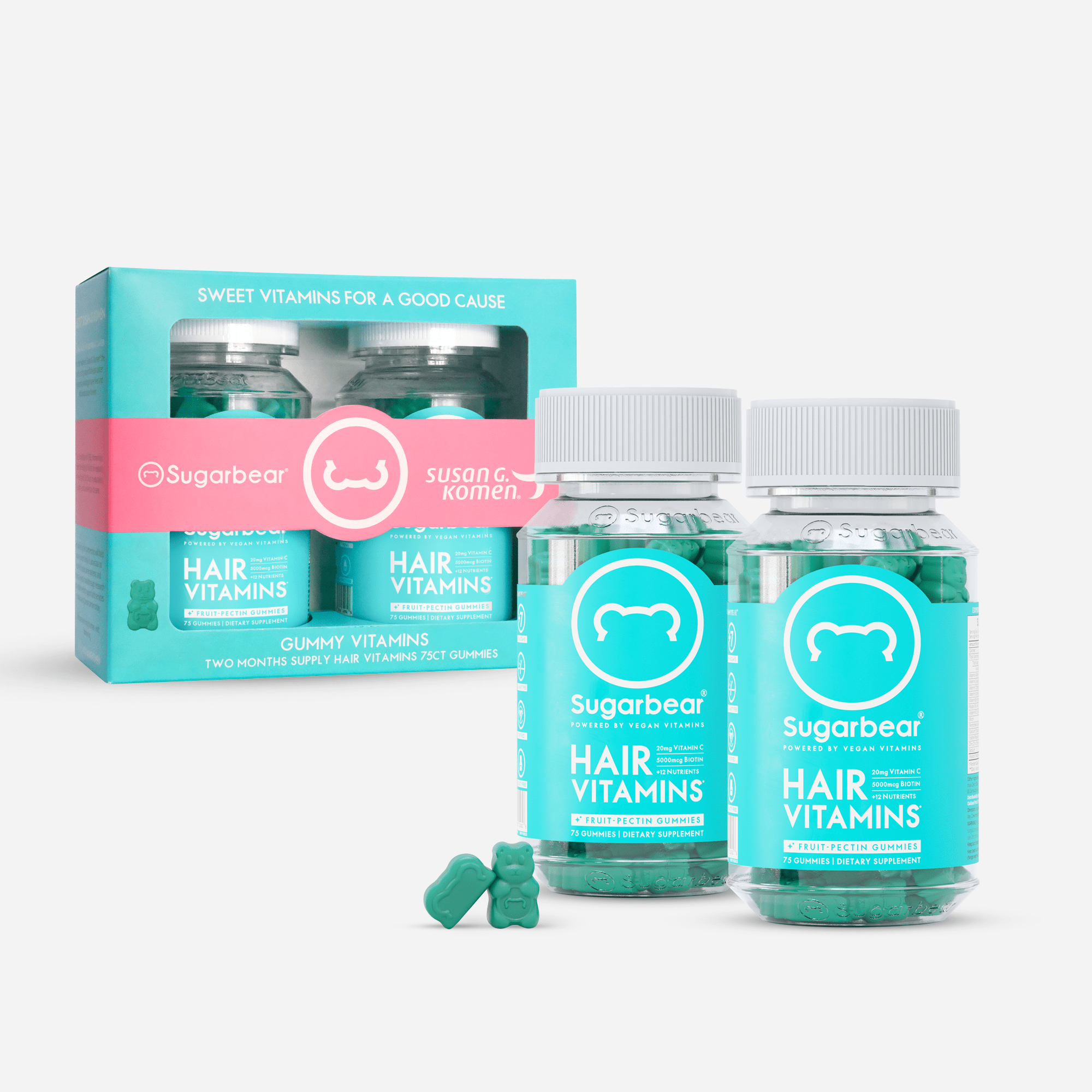 Kit Sweet Vitamins for a Good Cause - Sugarbear Hair Vitamins Pack de 2 meses + Lima de uñas de cristal