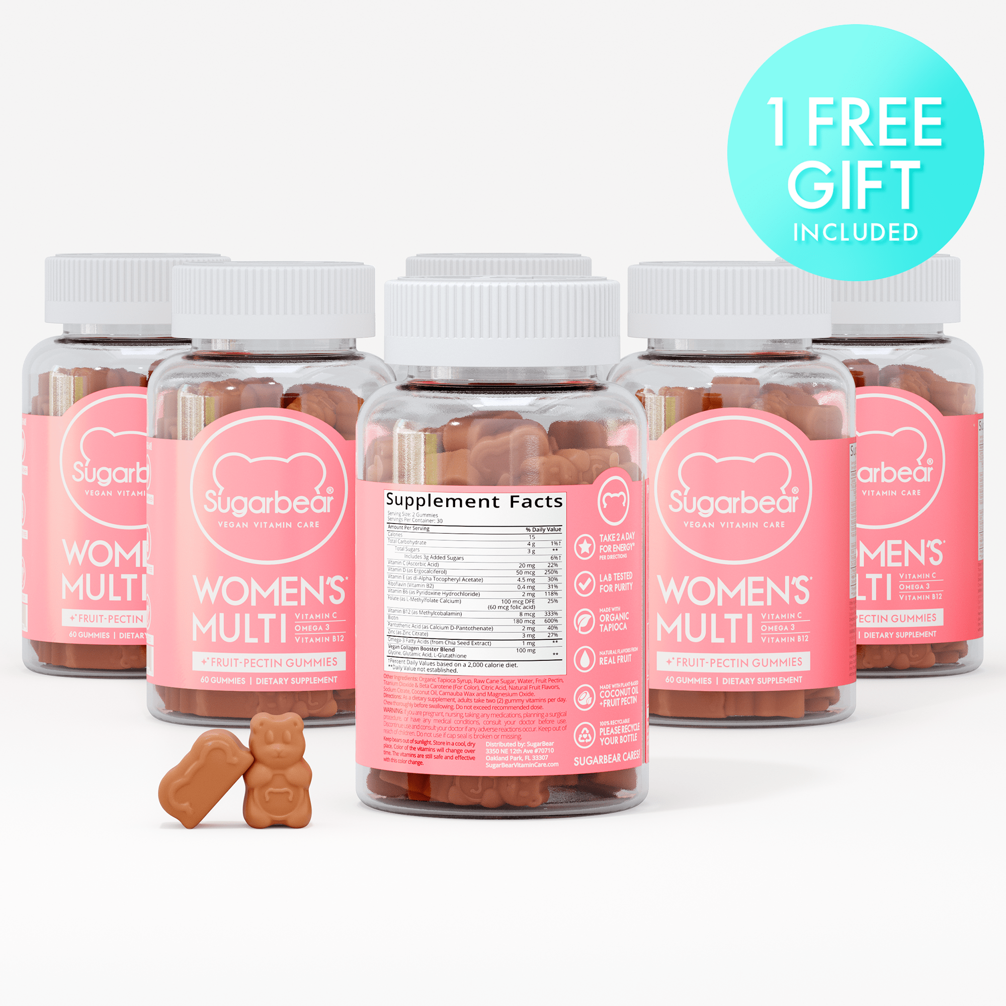 Sugarbear Women's Multi Vitamins - Paquete de 6 meses + regalo gratis 