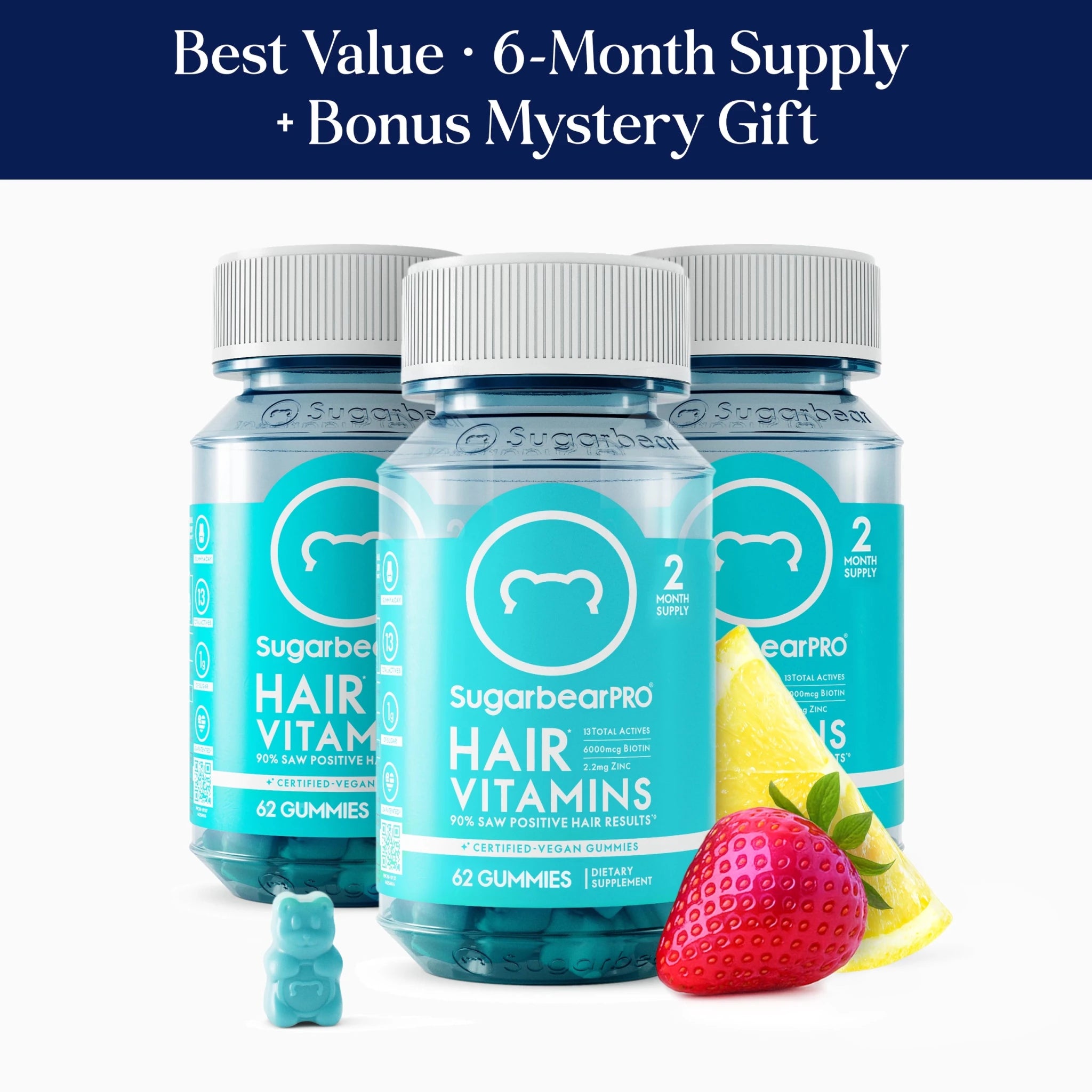 SugarbearPRO® Hair Vegan Vitamin Gummies - 6 Month Supply + Free Gift* - SugarbearPRO®