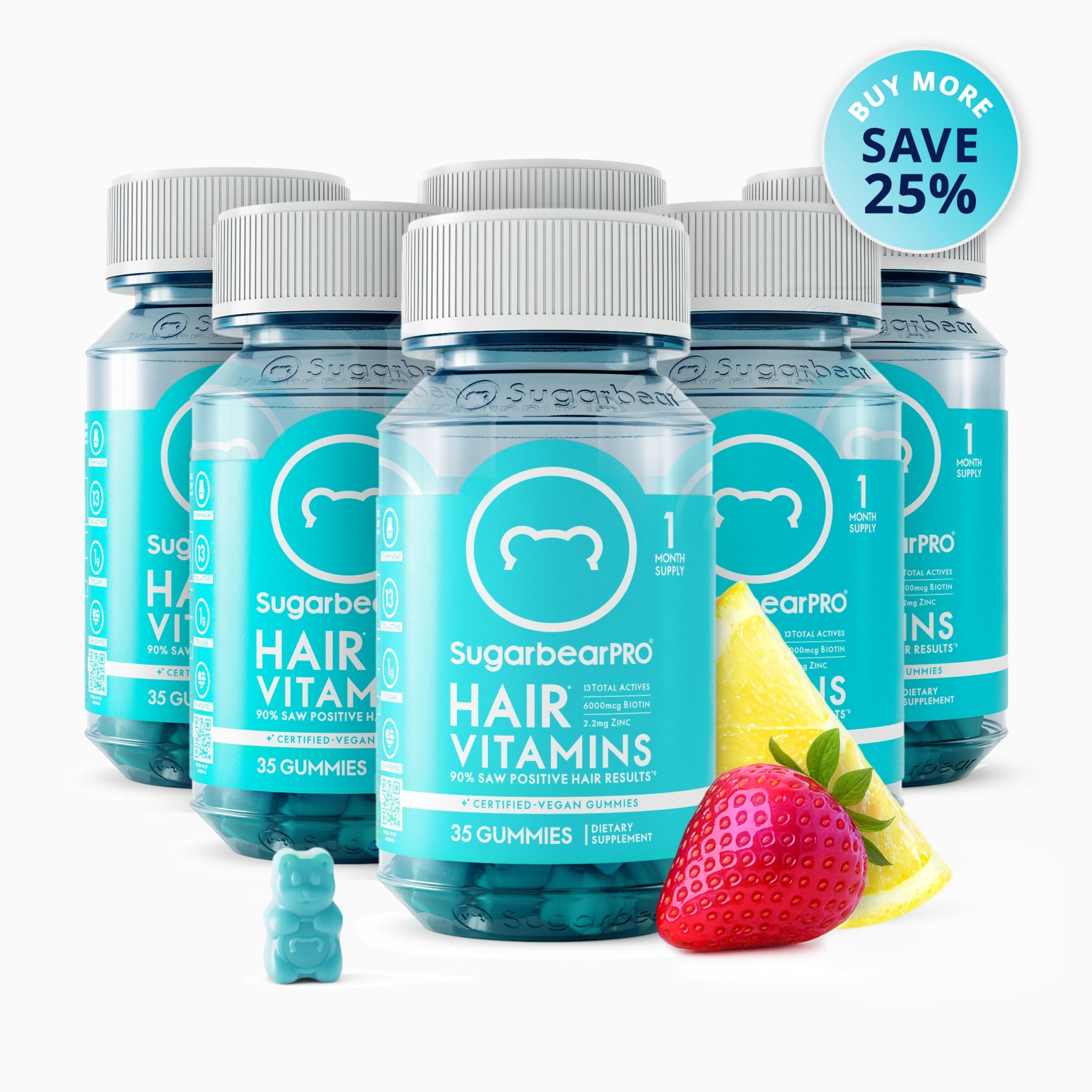 SugarbearPRO® Hair Vegan Vitamin Gummies - 6 Month Supply + Free Gift - SugarbearPRO®