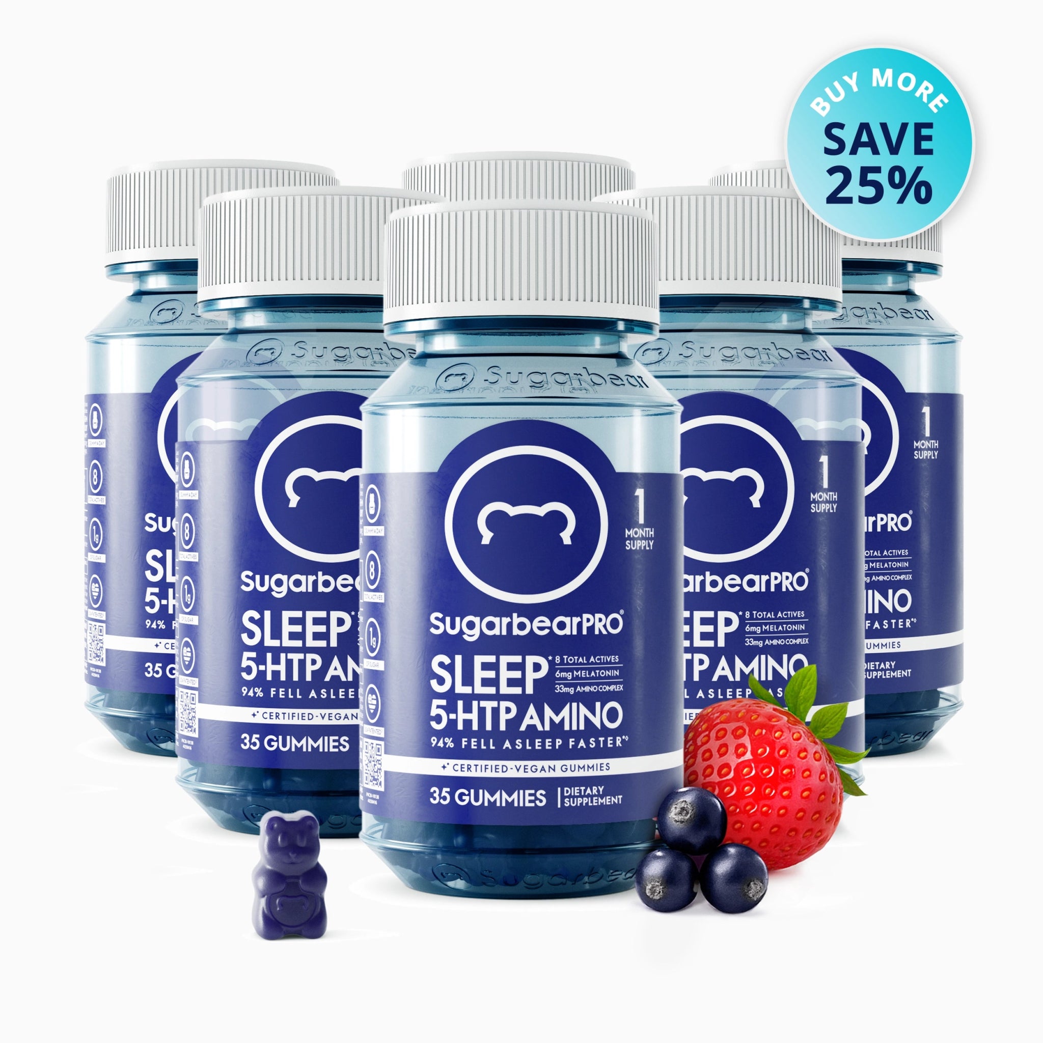 SugarbearPRO® Sleep 5 - HTP Amino Vegan Vitamin Gummies - 6 Month Supply + Free Gift - SugarbearPRO®